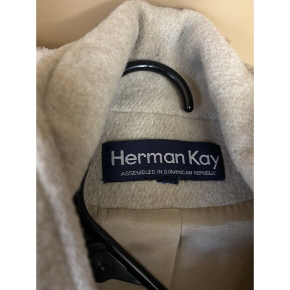Vtg Herman Kay Women’s Wool Beige Button Up Coat Front Pockets Sz XL See Details - Picture 13 of 15